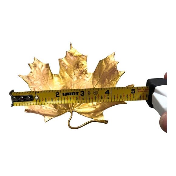 Gold Maple Leaf Trinket Key Catch All Jewelry Dish Decor By Karins Interiors MCM - Picture 4 of 5